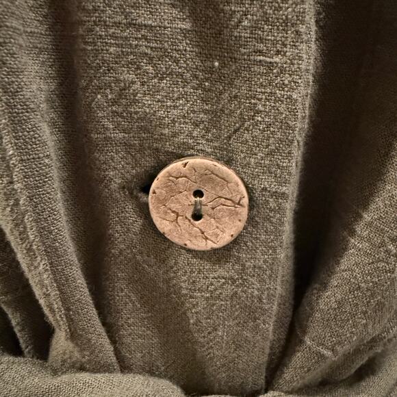 Tiffosi Olive Green Linen Blend Button Front Maxi Dress M Belted Safari Boho - Picture 4 of 8